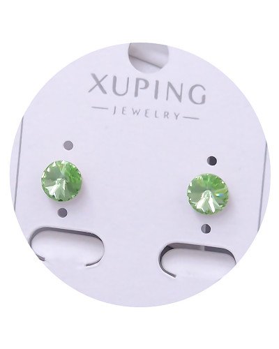 Сережки-гвоздики XР. Позолота 18К. Камені: Swarovski світло-зеленого кольору. Діаметр: 6 мм.