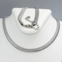 Ланцюжок Stainless Steel. Сталь. Родій. Довжина: 46-51 см. Ширина: 5 мм.