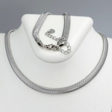 Ланцюжок Stainless Steel. Сталь. Родій. Довжина: 46-51 см. Ширина: 5 мм.