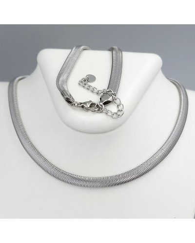 Ланцюжок Stainless Steel. Сталь. Родій. Довжина: 46-51 см. Ширина: 5 мм.