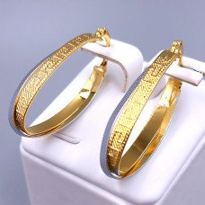 Сережки Stainless Steel. Сталь. Позолота 18К з лимонним відтінком + родій. Довжина: 40 мм. Ширина: 7 мм.