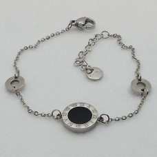 Браслет Stainless Steel з чорною емаллю. Сталь. Родій. Довжина: 17-20 см. Ширина: 12 мм.