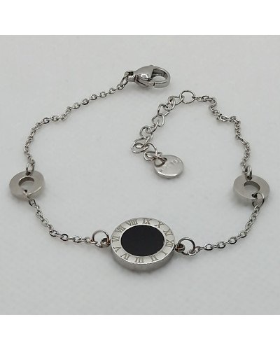 Браслет Stainless Steel з чорною емаллю. Сталь. Родій. Довжина: 17-20 см. Ширина: 12 мм.