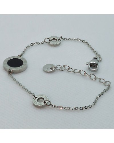 Браслет Stainless Steel з чорною емаллю. Сталь. Родій. Довжина: 17-20 см. Ширина: 12 мм.