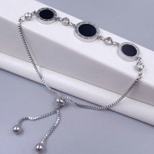 Браслет Stainless Steel з емаллю. Сталь. Родій. Камені: білий циркон. Довжина: 27 см.