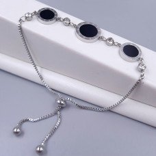 Браслет Stainless Steel з емаллю. Сталь. Родій. Камені: білий циркон. Довжина: 27 см.
