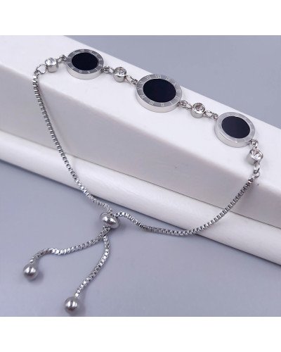 Браслет Stainless Steel з емаллю. Сталь. Родій. Камені: білий циркон. Довжина: 27 см.