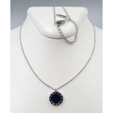 Ланцюжок із кулоном Stainless Steel з чорною емаллю. Сталь. Родій. Довжина: 45-50 см.