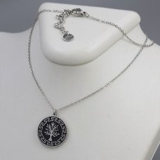 Ланцюжок із кулоном Stainless Steel з чорною емаллю. Сталь. Родій. Довжина: 45-50 см.