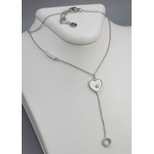 Ланцюжок із кулоном Stainless Steel с емаллю. Сталь. Родій. Камені: білий циркон. Довжина: 46-50 см.