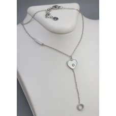 Ланцюжок із кулоном Stainless Steel с емаллю. Сталь. Родій. Камені: білий циркон. Довжина: 46-50 см.