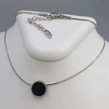 Ланцюжок із кулоном Stainless Steel з чорною емаллю. Сталь. Родій. Довжина: 42-47 см.