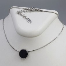 Ланцюжок із кулоном Stainless Steel з чорною емаллю. Сталь. Родій. Довжина: 42-47 см.