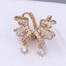Сережки ХР. Позолота 18К. Камені: білий циркон. Довжина: 20 мм. Ширина: 10 мм.
