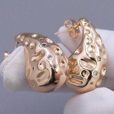 Сережки-гвоздики ХР. Позолота 18К. Камені: білий циркон. Довжина: 26 мм. Ширина: 12 мм.