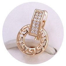 Сережки ХР. Позолота 18К. Камені: білий циркон. Довжина: 5 мм. Ширина: 10 мм.