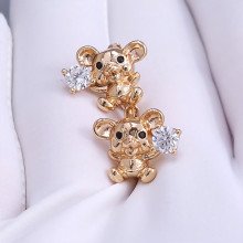 Сережки детские ХР з емаллю. Позолота 18К. Камені: білий циркон. Діаметр: 10 мм. Ширина: 13 мм.