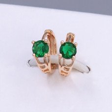 Сережки ХР. Позолота 18К. Камені: зелений циркон. Діаметр: 12 мм. Ширина: 5 мм.