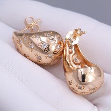 Сережки ХР. Позолота 18К. Камені: білий циркон. Довжина: 25 мм. Ширина: 13 мм.