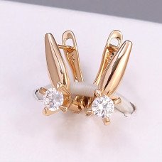 Сережки ХР. Позолота 18К. Камені: білий циркон. Довжина: 15 мм. Ширина: 5 мм.