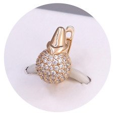 Сережки ХР. Позолота 18К. Камені: білий циркон. Довжина: 15 мм. Ширина: 9 мм.