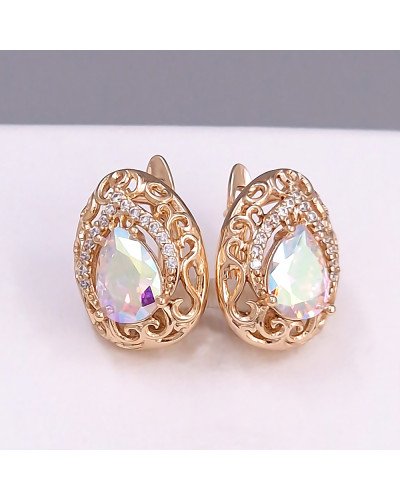 Сережки XР. Позолота 18К. Камені: Swarovski бензинового кольору та циркон. Довжина: 15 мм. Ширина: 12 мм.