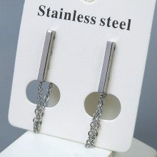 Сережки-гвоздики Stainless Steel. Сталь. Родій. Довжина: 30 мм. Ширина: 2 мм.