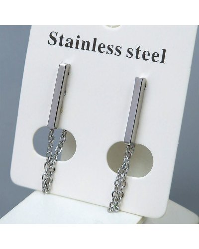 Сережки-гвоздики Stainless Steel. Сталь. Родій. Довжина: 30 мм. Ширина: 2 мм.