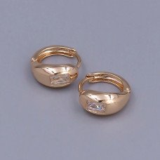 Сережки ХР. Позолота 18К. Камені: білий циркон. Діаметр: 13 мм. Ширина: 6 мм.