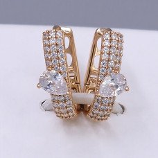 Сережки ХР. Позолота 18К. Камені: білий циркон. Довжина: 12 мм. Ширина: 7 мм.