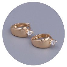 Сережки ХР. Позолота 18К. Камені: білий циркон. Довжина: 16 мм. Ширина: 9 мм.