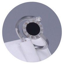 Каблучка Stainless Steel із чорною емаллю. Сталь. Родій. Камені: циркон. Є: 16р 17р 18р 19р 20р