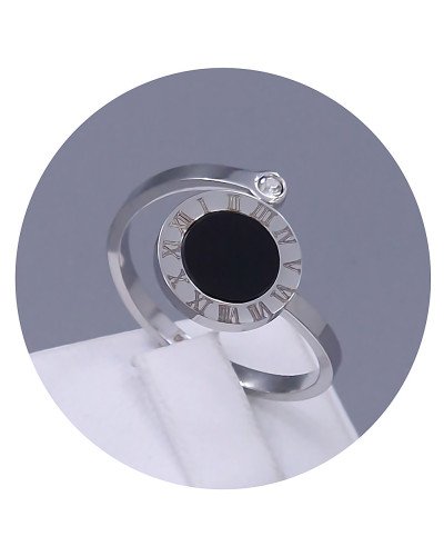 Каблучка Stainless Steel із чорною емаллю. Сталь. Родій. Камені: циркон. Є: 16р 17р 18р 19р 20р