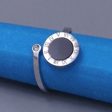 Каблучка Stainless Steel із чорною емаллю. Сталь. Родій. Камені: циркон. Є: 16р 17р 18р 19р 20р