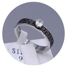 Каблучка Stainless Steel із чорною емаллю. Сталь. Родій. Камені: циркон. Є: 17р 18р 19р 20р