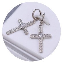 Сережки-хрестики ХР. Родій. Камені: білий циркон. Довжина: 40 мм. Ширина: 19 мм.
