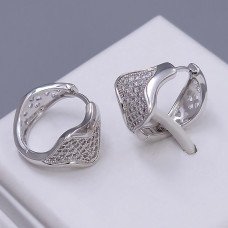 Сережки ХР. Родій. Камені: білий циркон. Довжина: 18 мм. Ширина: 12 мм.