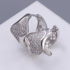 Сережки ХР. Родій. Камені: білий циркон. Довжина: 18 мм. Ширина: 12 мм.