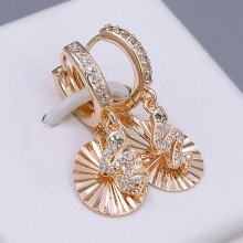 Сережки ХР. Позолота 18К. Камені: білий циркон. Довжина: 30 мм. Ширина: 13 мм.
