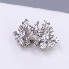 Сережки ХР. Родій. Камені: білий циркон. Довжина: 17 мм. Ширина: 14 мм.