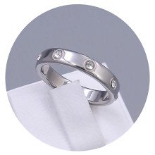 Каблучка Stainless Steel. Сталь. Родій. Камені: білий циркон. Є: 16р
