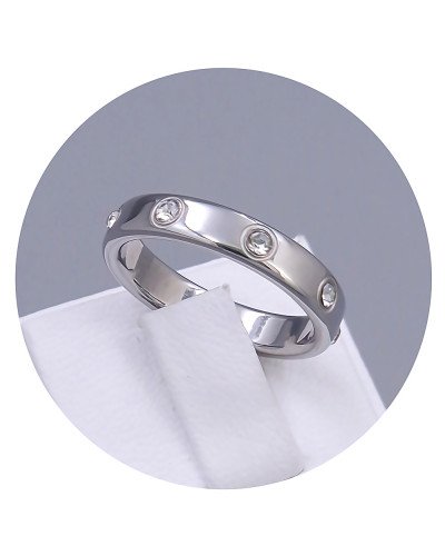 Каблучка Stainless Steel. Сталь. Родій. Камені: білий циркон. Є: 16р