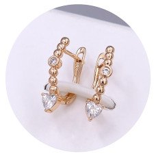 Сережки ХР. Позолота 18К. Камені: циркон. Довжина: 20 мм. Ширина: 4 мм.