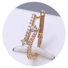 Сережки ХР. Позолота 18К. Камені: циркон. Довжина: 21 мм. Ширина: 7 мм.