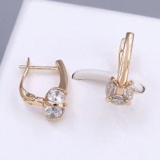 Сережки ХР. Позолота 18К. Камені: циркон. Довжина: 20 мм. Ширина: 7 мм.