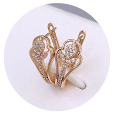 Сережки ХР. Позолота 18К. Камені: циркон. Довжина: 19 мм. Ширина: 9 мм.