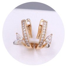 Сережки ХР. Позолота 18К. Камені: циркон. Довжина: 16 мм. Ширина: 6 мм.