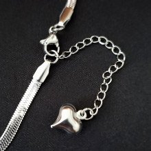 Ланцюжок із кулоном Stainless Steel з білою емаллю. Сталь. Родій. Довжина: 45-50 см