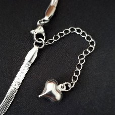 Ланцюжок із кулоном Stainless Steel з білою емаллю. Сталь. Родій. Довжина: 45-50 см