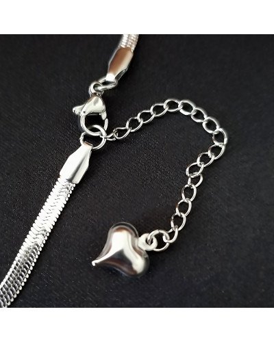 Ланцюжок із кулоном Stainless Steel з білою емаллю. Сталь. Родій. Довжина: 45-50 см